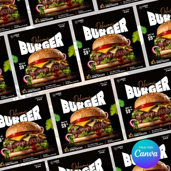 Delicious Burger Canva Template